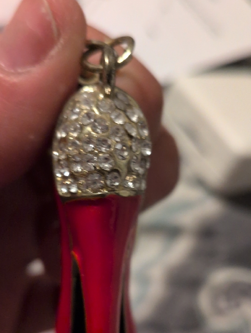 Pink Rhinestone High Heel Keychain Card Holder - Picture 4 of 4